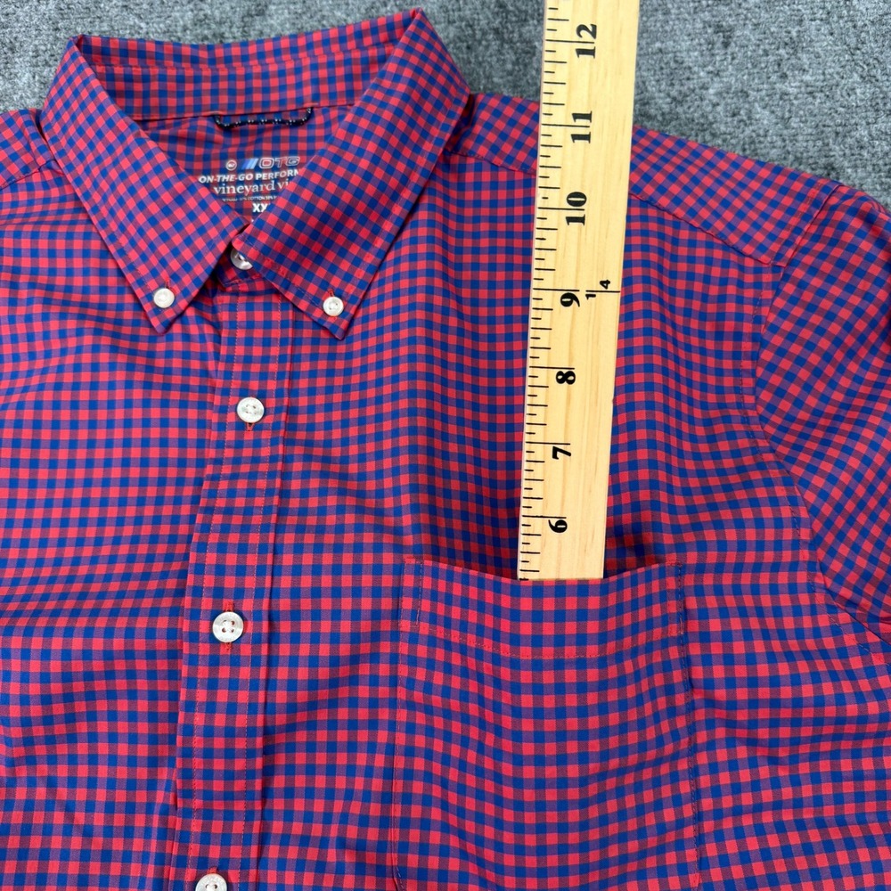 Vineyard Vines Shirt Men XXL Red Gingham OTG On The Go brrr Performance Stretch - Picture 6 of 12